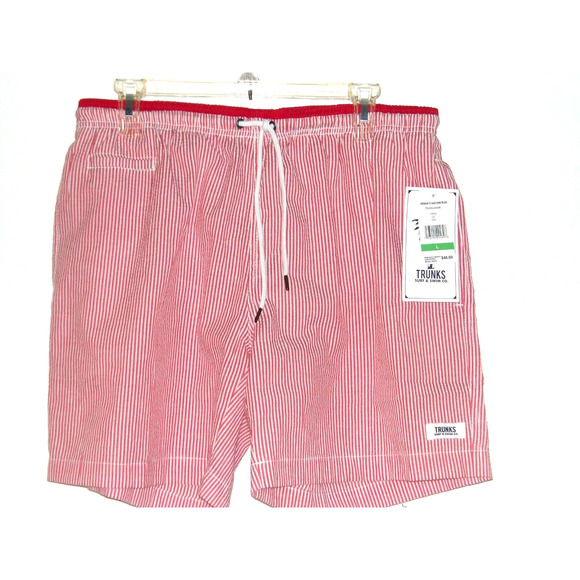 NWT‎ Surf & Swim Trunks Stripped Mesh Lined Seersucker Men's L/ orig $48 - Picture 1 of 4